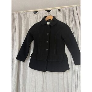 Sebby Girls Peplum Ruffle Coat Size 7 Black Excellent Button Front Jacket